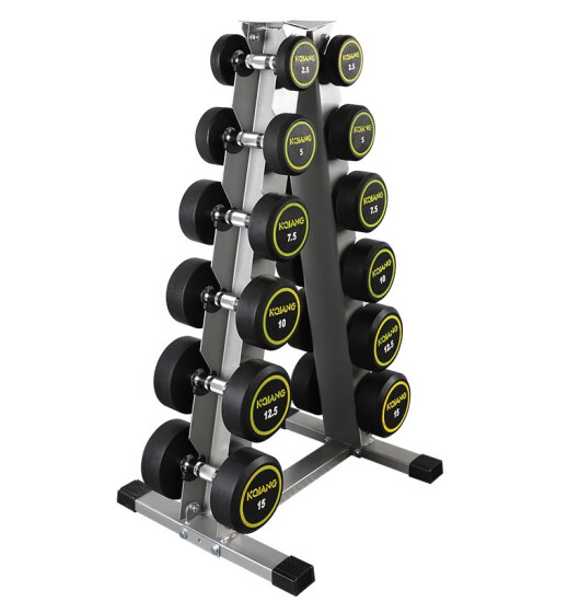 康强商用包胶哑铃固定哑铃健身房专用 6付哑铃组（含哑铃、哑铃架）